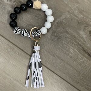 NWT Cow Print Bangle Keychain in Black